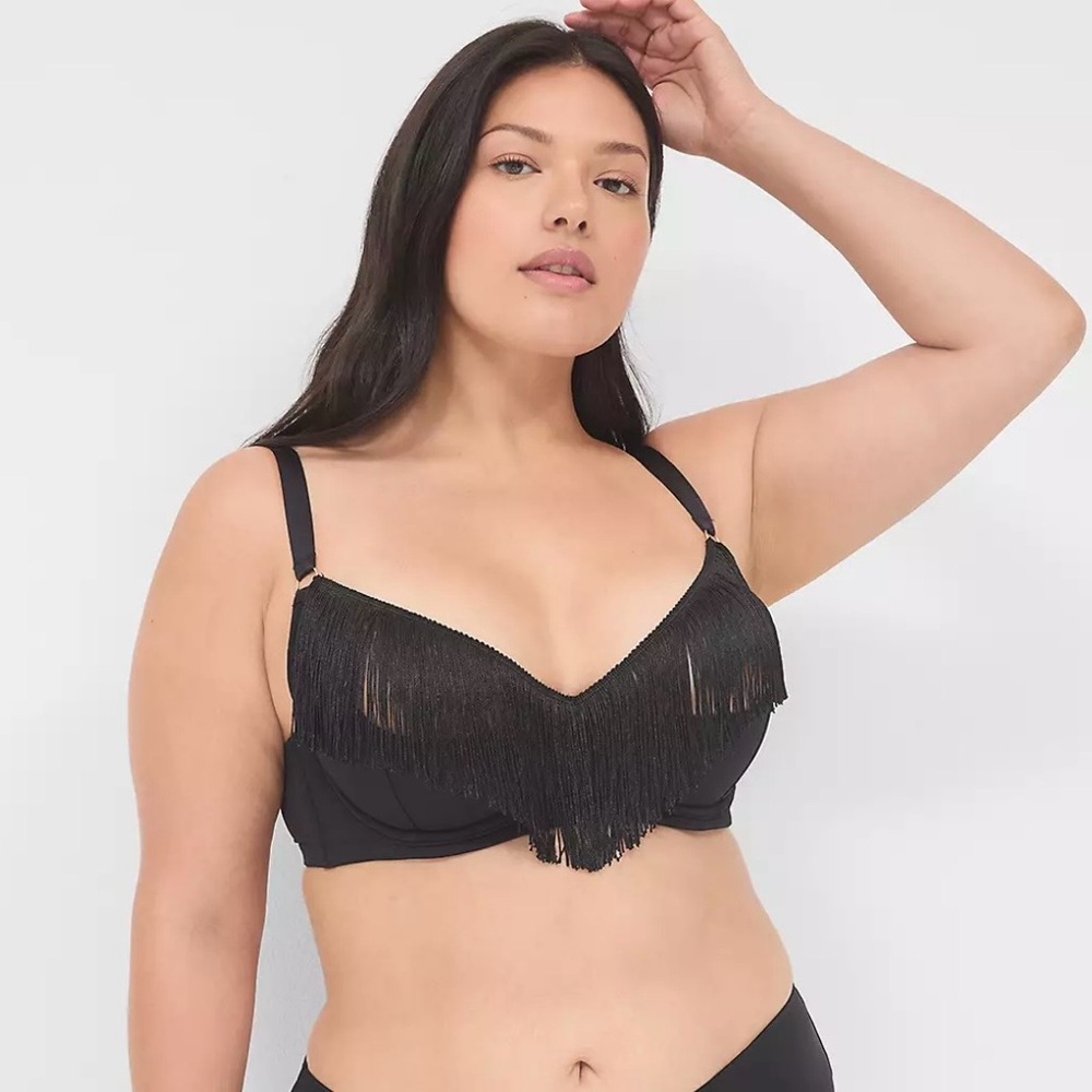 Black Fringe Detail Bra